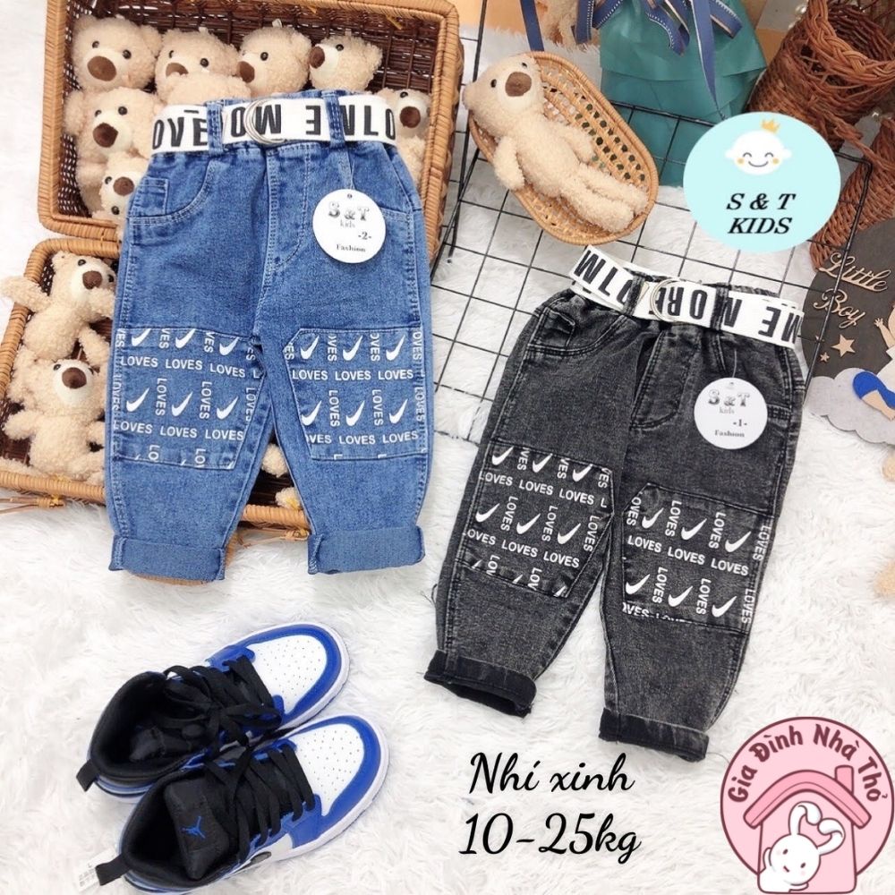8- 20kg Quần bò jean dài cao cấp cho bé trai, bé gái đi học đi chơi ở nhà size từ 8- 20kg