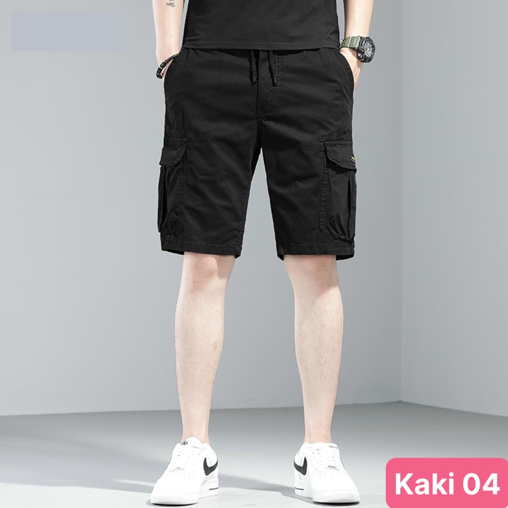 Quần short đùi kaki nam màu đen trơn cao cấp kiểu dáng thể thao lửng, quần sóc nam đẹp Havado5 nhiều mẫu mới