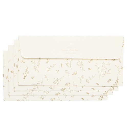 Set 4 Phong Bì ARTBOX Hàn Quốc Màu Ngà Họa Tiết Lá Vàng