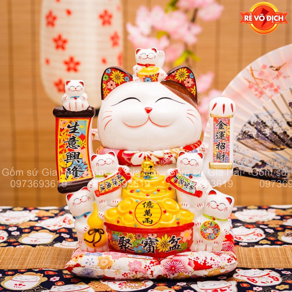 ✬SIÊU HOT✬ Mèo thần tài Chiêu Khách cao 26cm-29cm-32cm kèm thảm và sạc