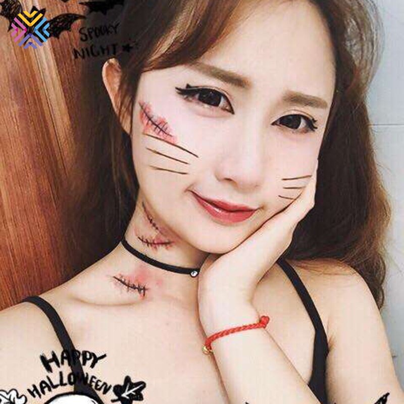 Hình Xăm Dán Vết Sẹo Máu Giả Hóa Trang Halloween Kinh Dị JP6