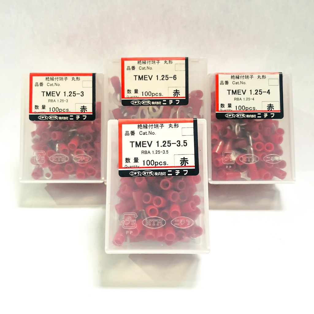 Đầu Cosse tròn Nichifu bọc nhựa cách điện TMEV 1.25 - Hộp 100 cái