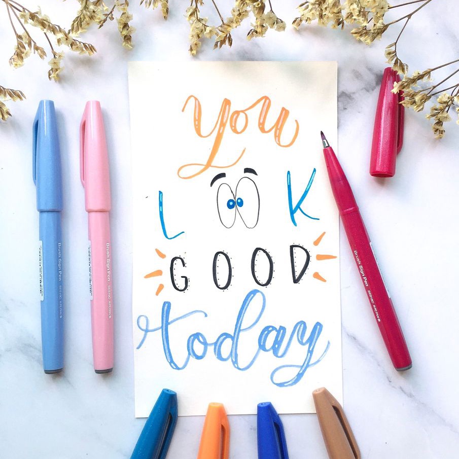 Bút Viết Thư Pháp Brush Sign Pen Pentel - SES15C 12 Màu Pastel