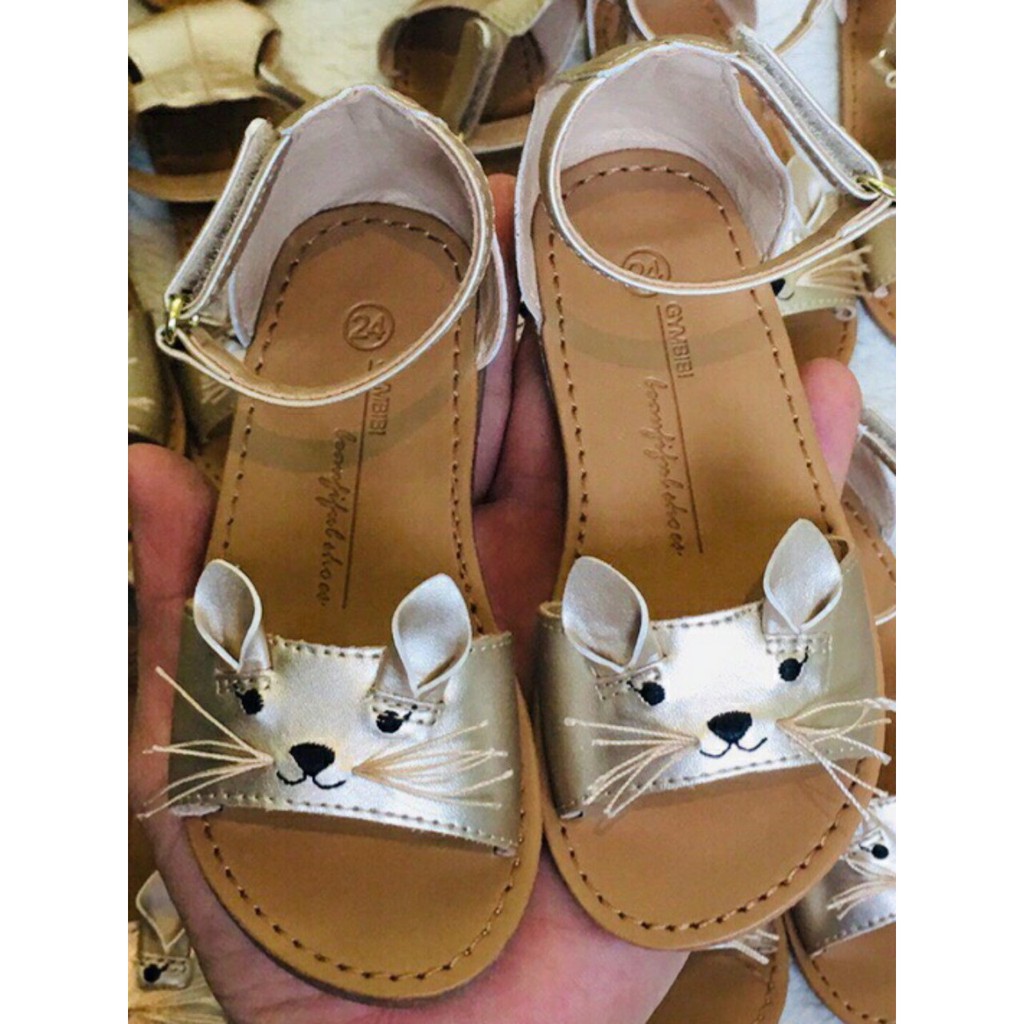 GIÀY SANDAL BÉ GÁI CAYABE MÈO KITTY MÀU VÀNG ĐỒNG