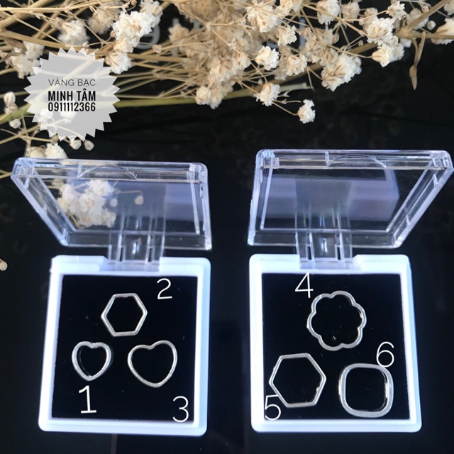 1 Charm bạc khung xuyên qua hạt đá