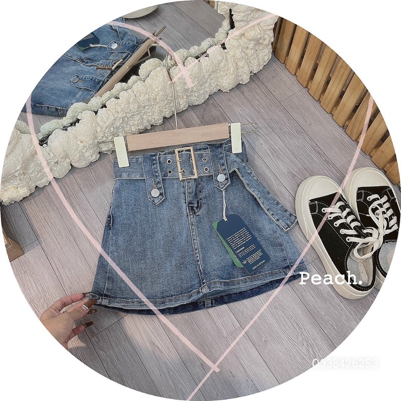 CHÂN VÁY JEANS CO DÃN KÈM ĐAI