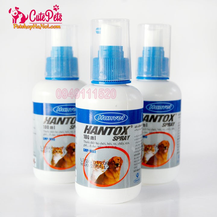 HANTOX SPRAY 100ml Diệt bọ chét,bét,ve,chấy,rận,ghẻ ở chó - CutePets