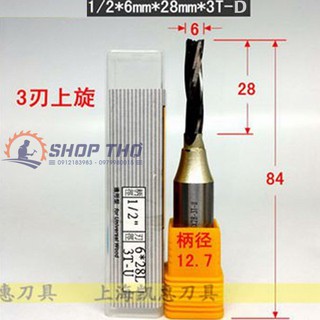 Mũi phay xoắn TCT Arden 2003 - 1/2*6*28*3T-D (Chuyên dùng cho CNC, Hàng cao cấp)