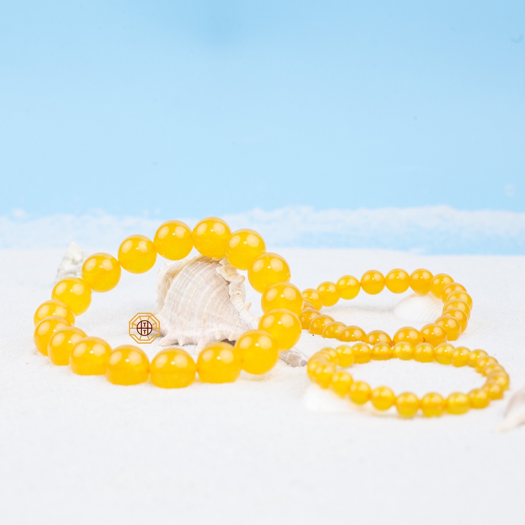 Vòng tay phong thủy đá MNao Vàng may mắn tài lộc nam nữ mệnh Thổ Kim - Tặng hộp gỗ cao cấp - Phong Thủy Tây Tạng