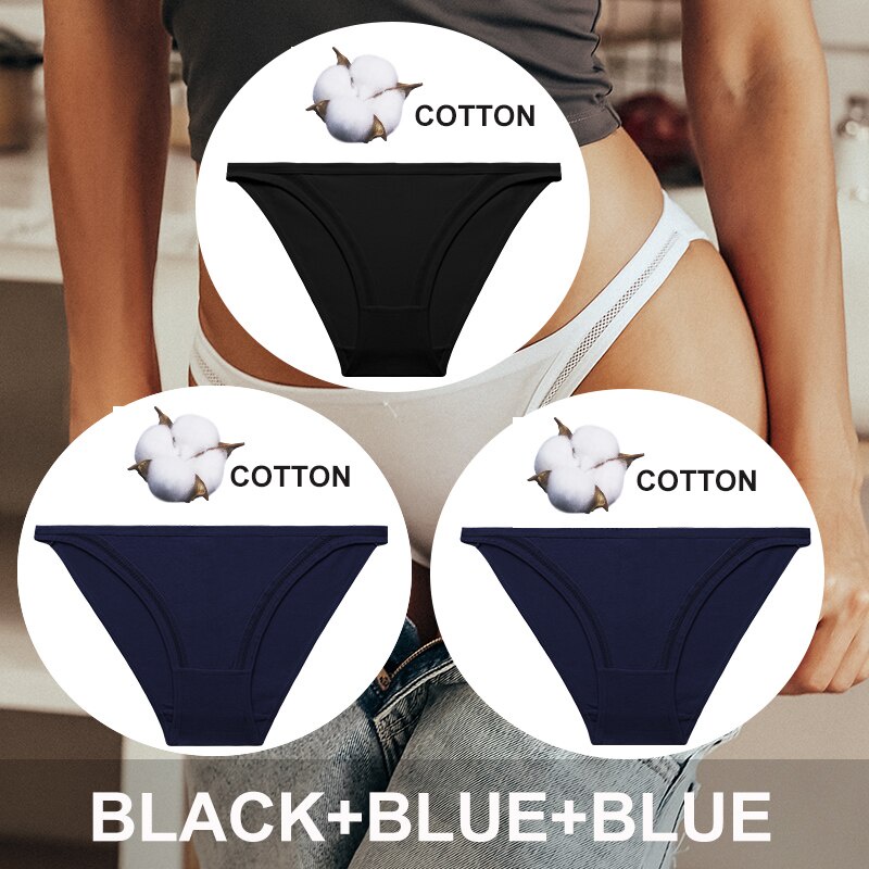 Cute Byte Bộ 3 Quần Lót Cotton Nữ Lưng Thấp Phối Ren Gợi Cảm Dễ Thương Size M-2XL