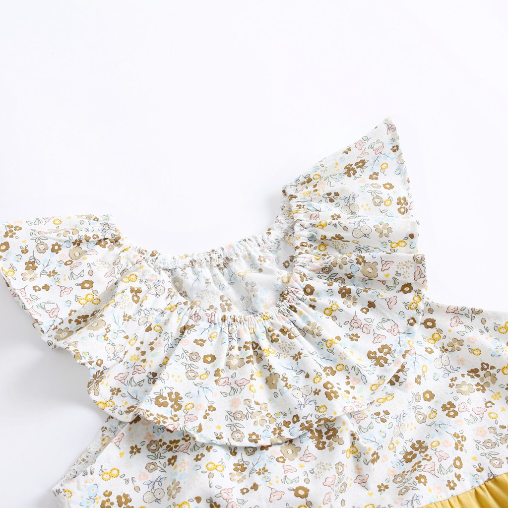 Sanlutoz Áo Liền Quần Tay Ngắn Bằng Vải Cotton In Hoa Dành Cho Bé Gái