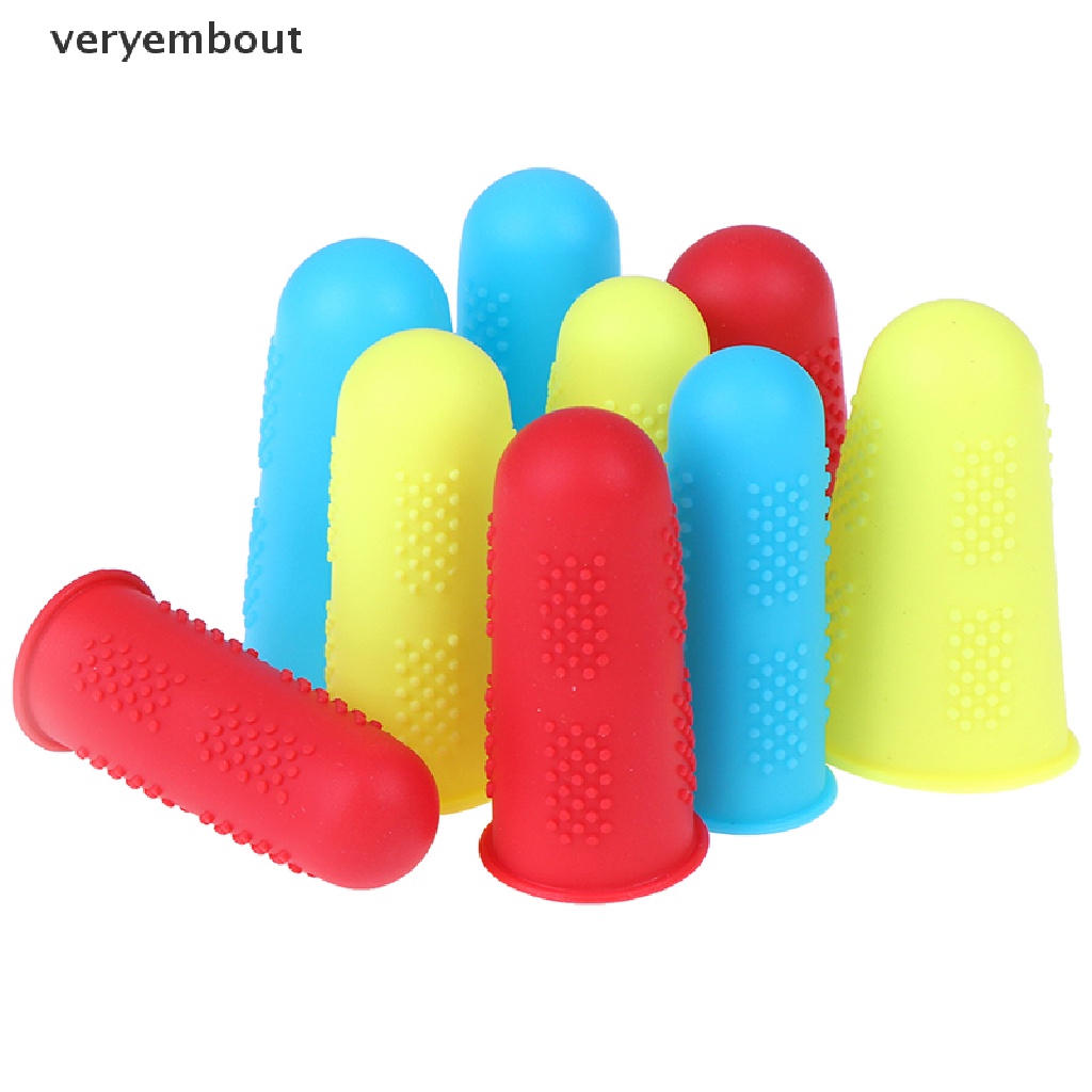 【ut】 3pcs/set Silicone Finger Protector Sleeve Cover Anti-slip Fingers Cover .