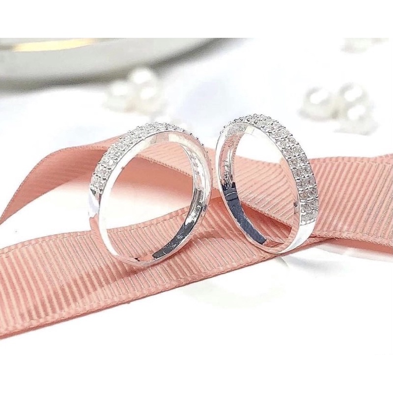 Nhẫn bạc nữ,nhẫn nữ 2 hàng đá thiết kế nhẹ nhàng trẻ trung, thời trang-Bạc Ngọc Anh