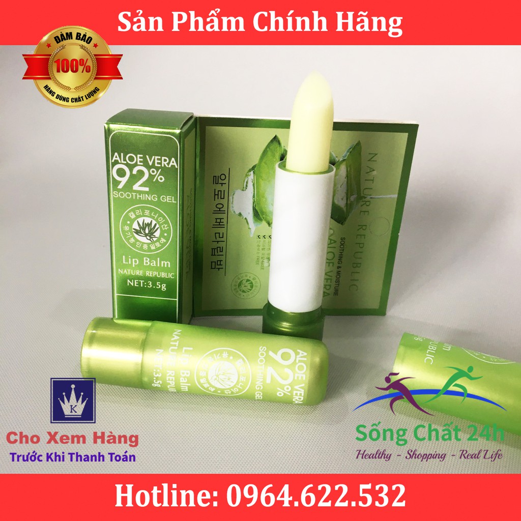 SON DƯỠNG MÔI LÔ HỘI CHỐNG NẺ ALOE VERA 92% - Sống Chất 24h