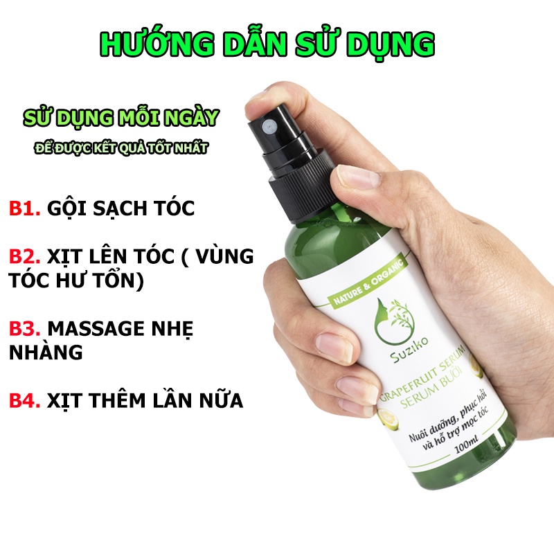 Xịt dưỡng tóc tinh dầu bưởi Suziko kích thích mọc tóc và ngăn ngừa gẫy rụng hiệu quả 100ml