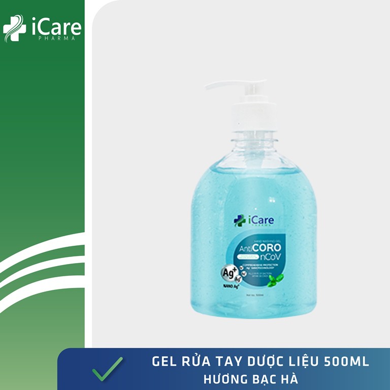 Nước rửa tay dược liệu iCare Pharma 500ml - Hương Bạc Hà