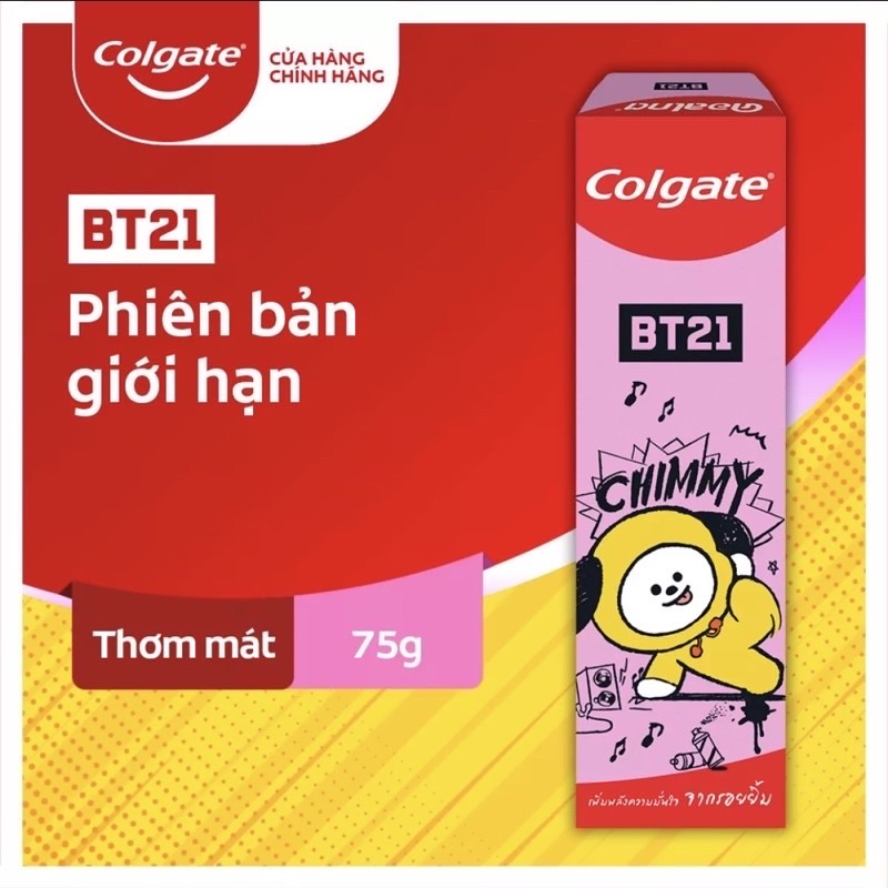 BỘ 6 Kem Đánh Răng BT21 x Colgate 75G Phiên Bản Giới Hạn BTS CHIMMY TATA SHOOKY COOKY RJ KOYA MANG VAN - Azzin Store