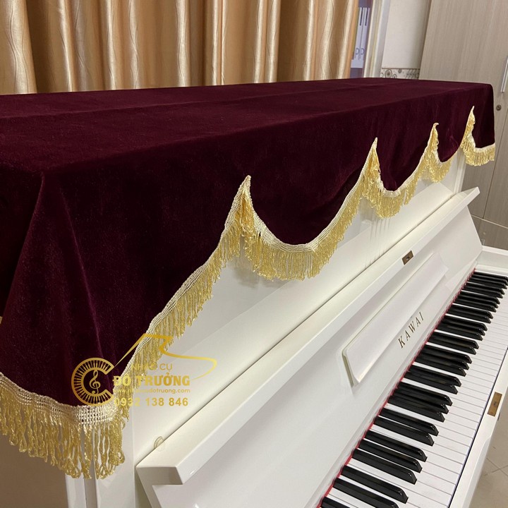 Khăn phủ đàn Piano ngăn bụi chống trầy - nhung đỏ