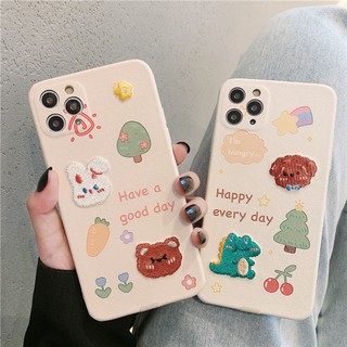 Ốp Điện Thoại Thêu Hình Khủng Long Dễ Thương Cho iPhone 12 X XS Pro Max 12 mini XR 7 8 Plus