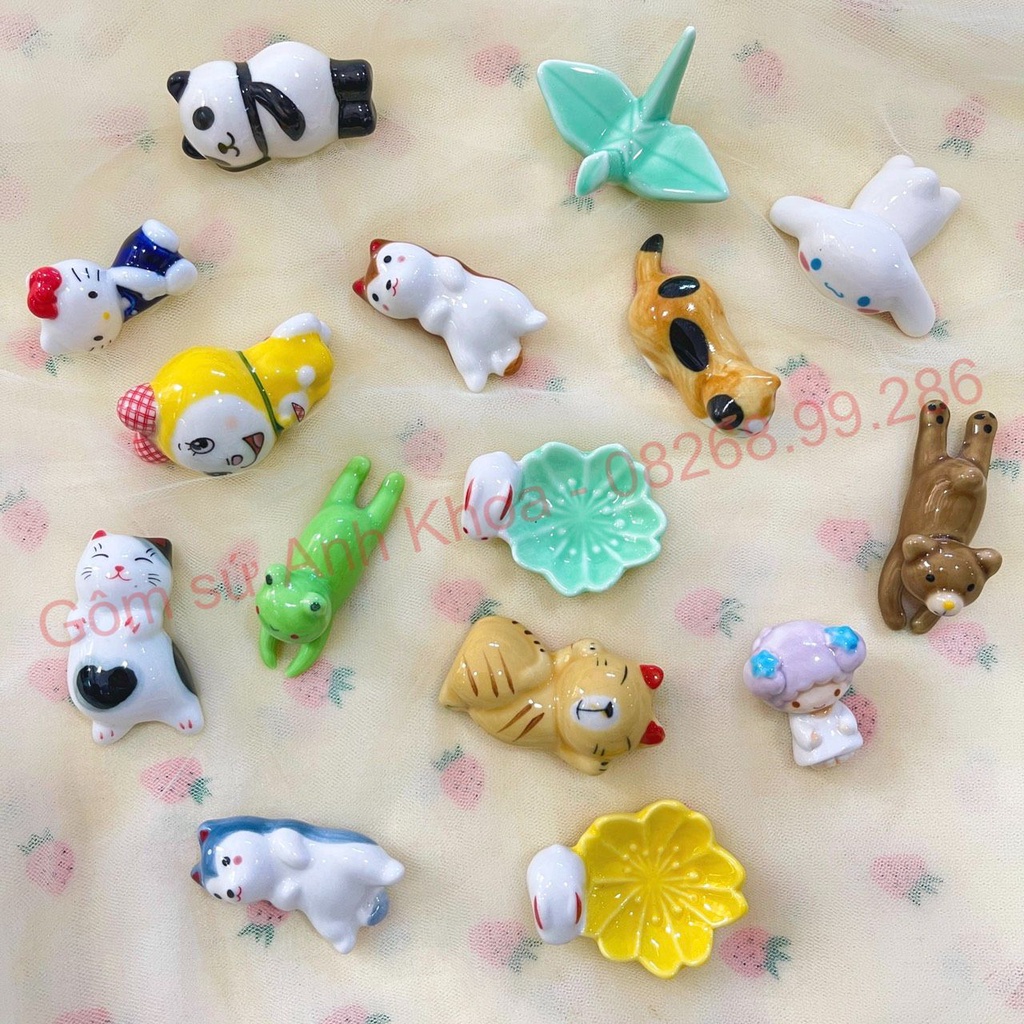 Gác đũa sứ, kê đũa hình thù ngộ nghĩnh đáng yêu - Chất sứ cao cấp, men màu decor trang trí bàn ăn siêu đẹp