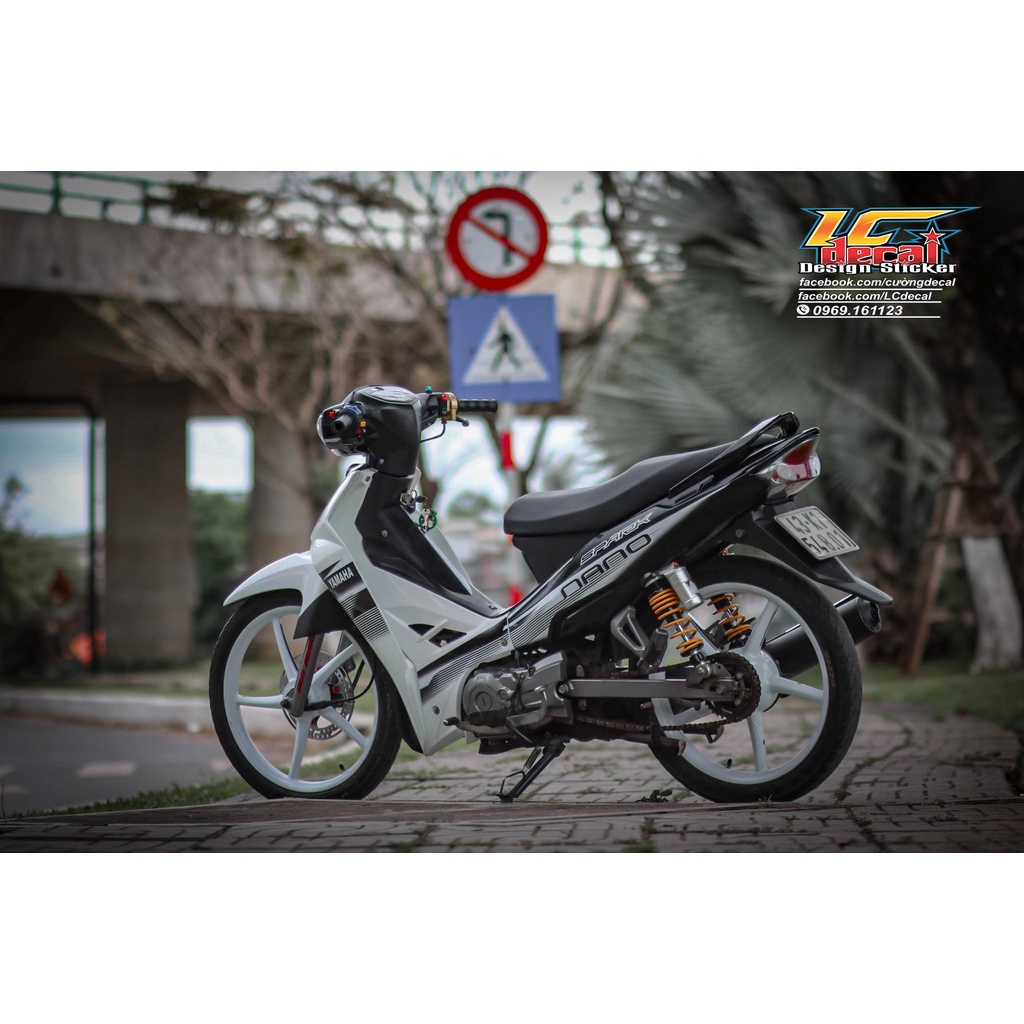 [FreeShip] Tem Decal Rời mẫu Spark Nano cho Sirius xăng cơ trắng đen - tem 3 lớp cao cấp