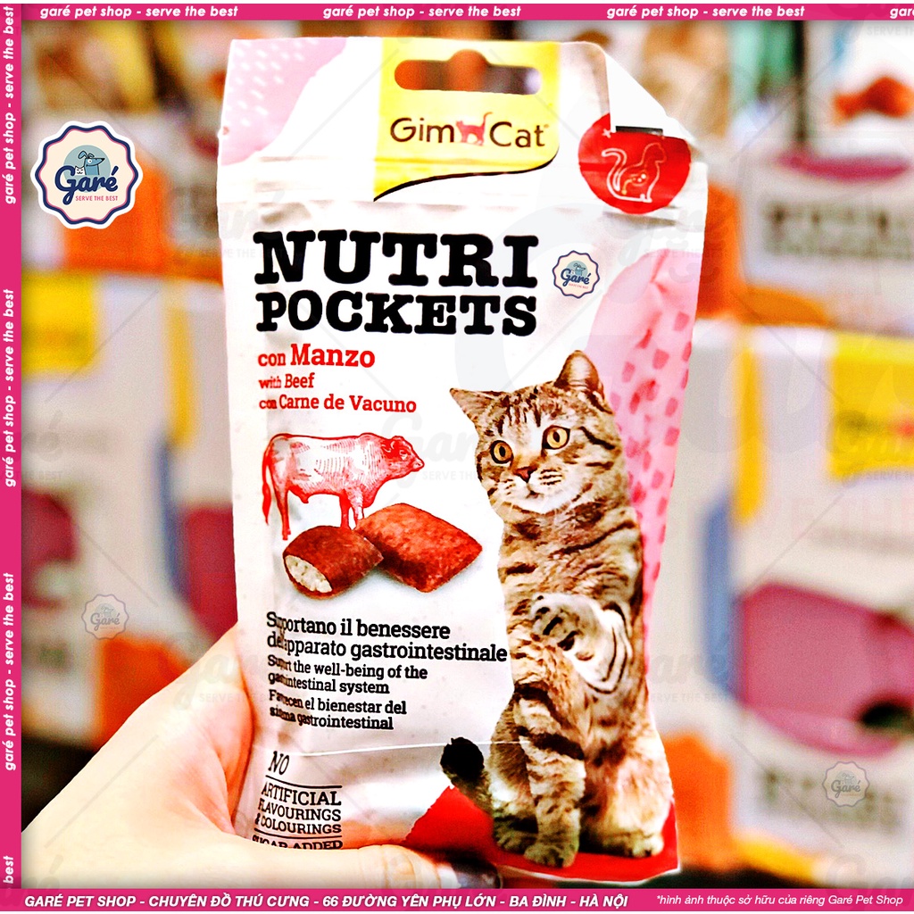 60gr - Bánh thưởng Nutri Pockets hàng nhập Đức chính hãng nhiều vị cho Mèo - GimCat Nutri Pockets cat snack (60g)