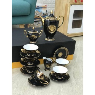 Bộ Ấm Trà, Cà Phê VERSACE Đen Cao Cấp