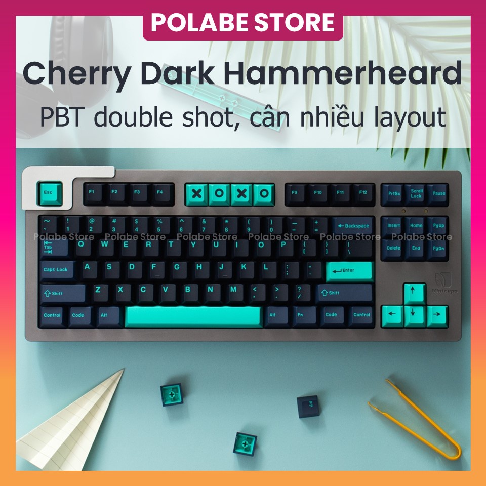 Nút bấm nhựa Keycap Dark Hammerhead Shark Cherry Profile double shot bàn phím cơ Keycap Fishing Shoko Polabe Store