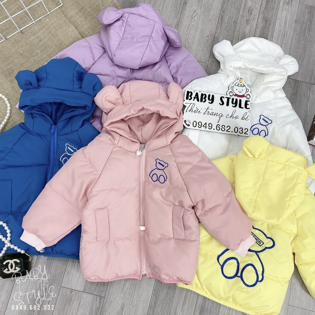Áo phao siêu nhẹ bé gái, bé trai ấm áp &quot;TAII GẤU &quot; 8-20kg từ 1- 5 tuổi. Phao mềm loại 1. G46