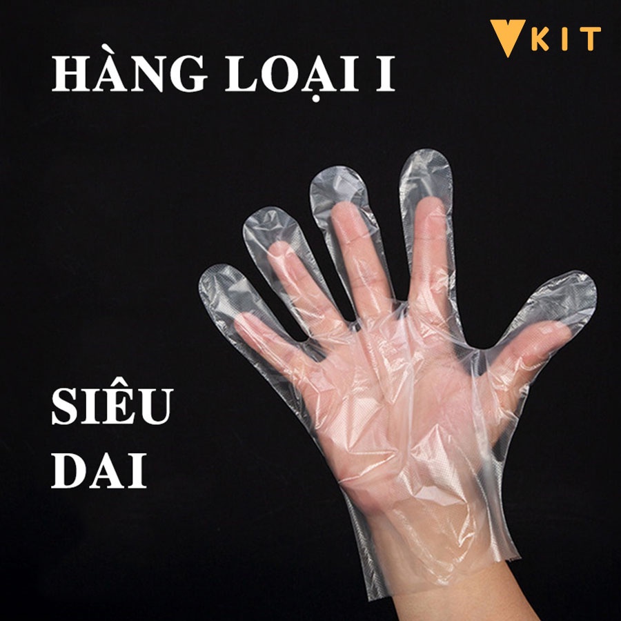 [SET 10 CÁI] Hàng loại 1 Set 10 găng tay nilong sử dụng 1 lần siêu dai tiện lợi VKIT