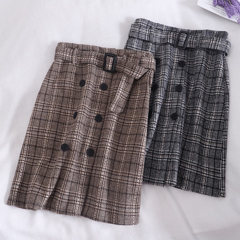 Chân váy ca rô công sở kèm dây nịt VN27