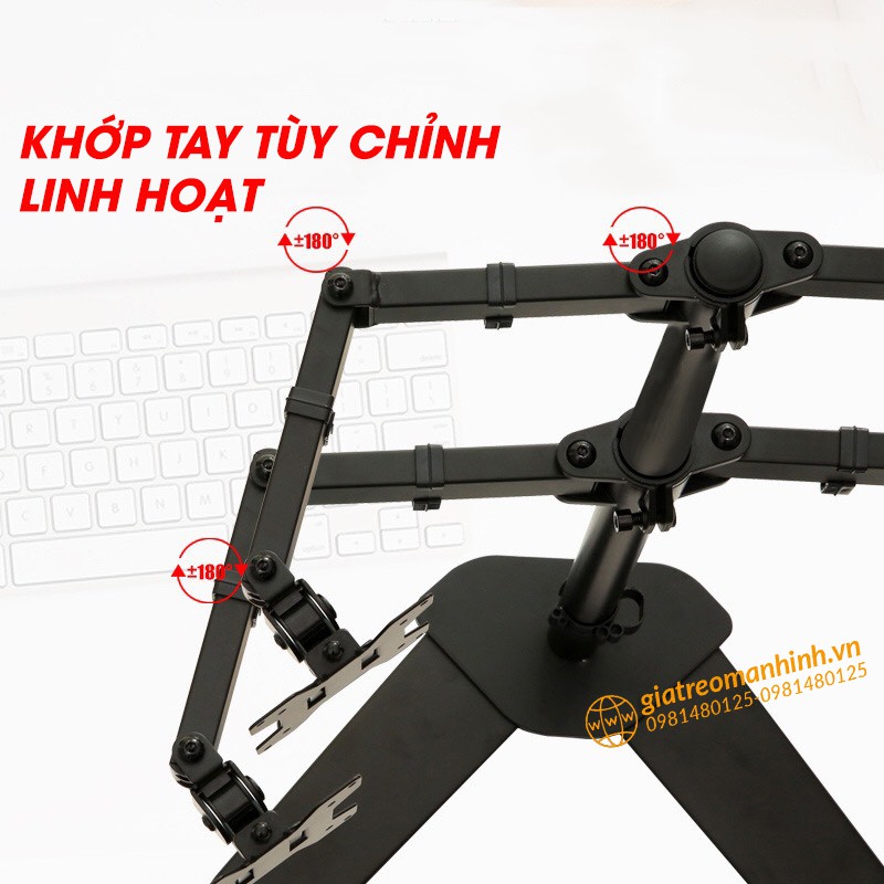 Giá Treo 4 Màn Hình M044 Cao Cấp 17-27 Inch / Tải Trọng 8Kg 1 Tay  - Thiết Kế Chân V Để Bàn Chắc Chắn
