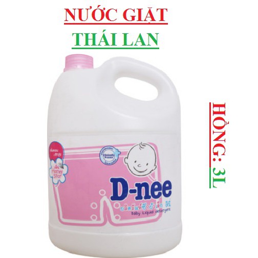 Nước giặt DNee thái lan em bé 3 lít, hồng, xanh biển, xanh lá, trắng, tím