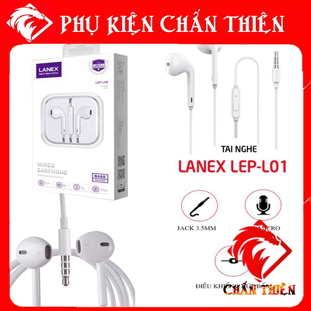 [Freeship-50]Tai Nghe Nhét Tai Jack 3.5mm LANEX Chính Hãng - Tăng Giảm Âm Lượng - Có thể sử dụng được rất nhiều dòng