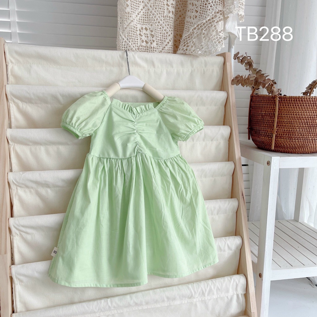 VAY60 - Váy bé gái, Váy thô tay bồng nhún ngực cho bé gái từ 8-18kg