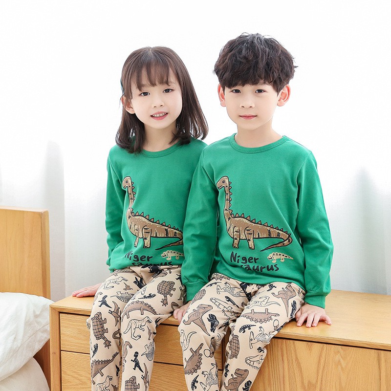 Bộ Đồ Ngủ Pijama 2 Món Vải Cotton Màu Trơn Cho Bé Trai Và Bé Gái