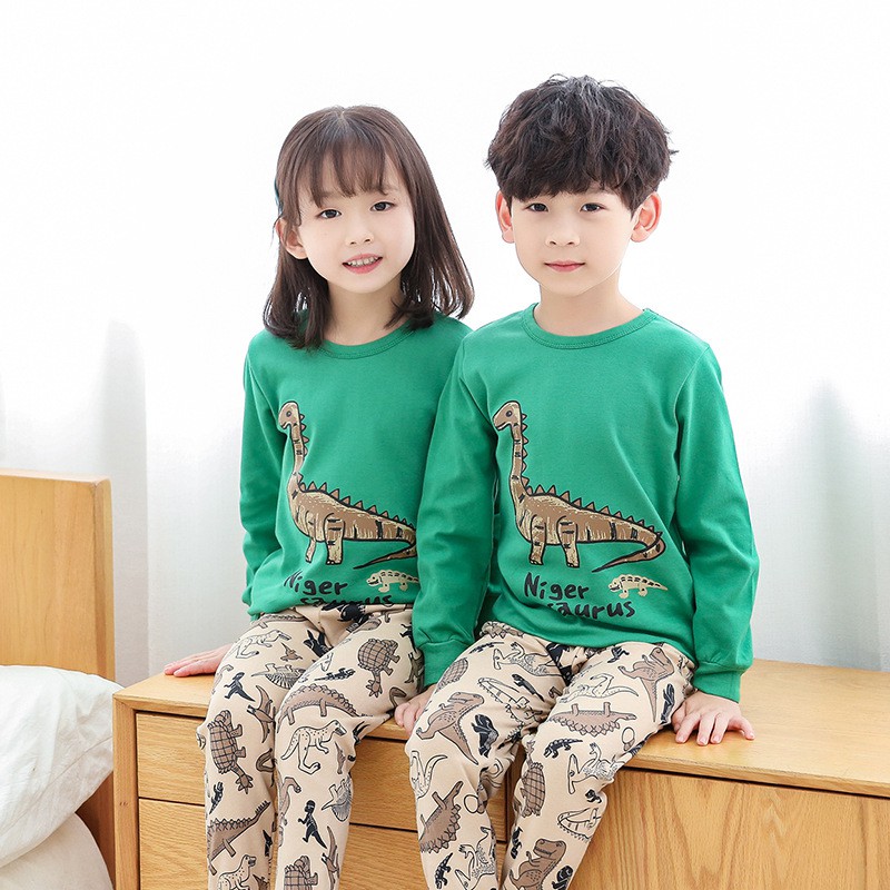 Bộ Đồ Ngủ Pijama 2 Món Vải Cotton Màu Trơn Cho Bé Trai Và Bé Gái