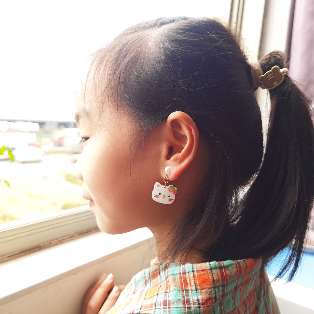 Khuyên Tai Dạng Kẹp Không Xỏ Hình Động Vật Hoạt Hình Bằng Acrylic Nhẹ Chống Dị Ứng Phong Cách Hàn Quốc Cho Bé Gái