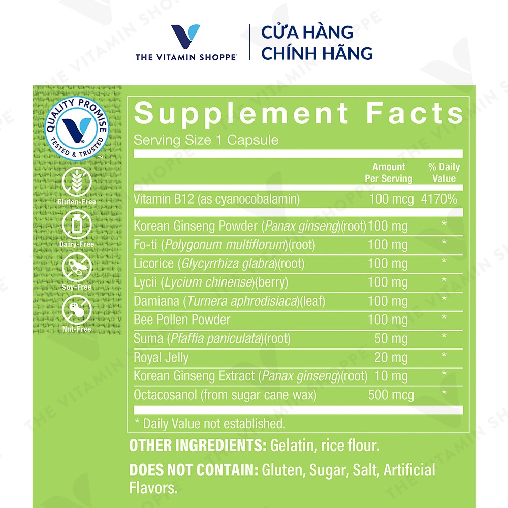 Viên uống bồi bổ và tăng cường sức khỏe THE VITAMIN SHOPPE Super Energy Up 100 viên