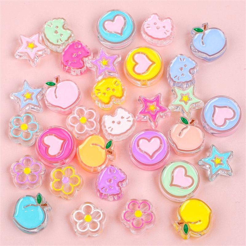 Charm hạt nhựa có lỗ xỏ làm phụ kiện