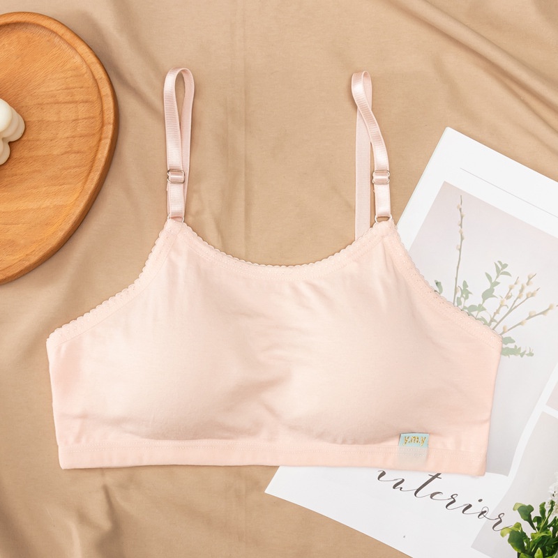 Áo Ngực Thể Thao cotton Không Đường May Màu Trơn Dành Cho Học Sinh Trung Học Nữ Tuổi Teen