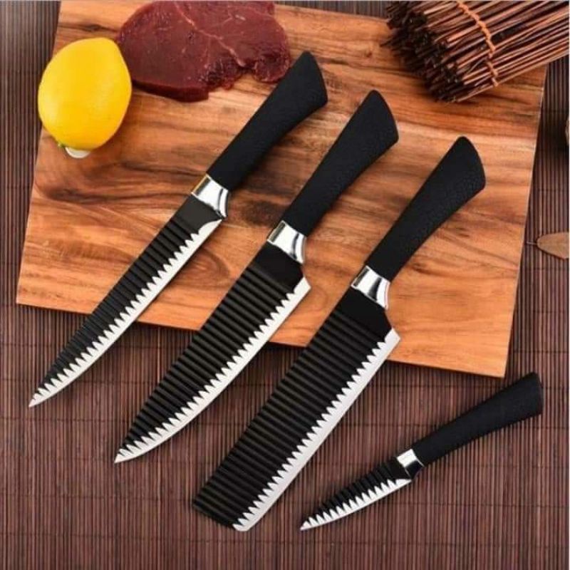 BỘ DAO LÀM BẾP 6 MÓN THÉP ĐEN CAO CẤP CHỐNG HAN GỈ,ĐẸP VÀ SAHG CHẢNH