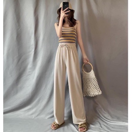 Quần suông tăm, quần suông ống rộng chất gân tăm cao cấp