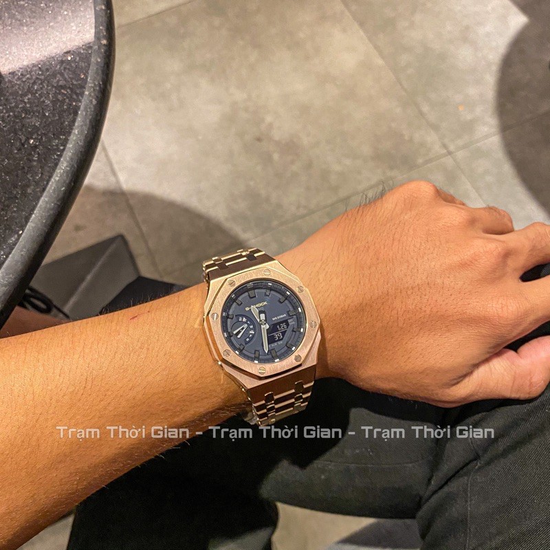 Đồng hồ nam Casio G-shock GA-2110ET-2A custom Rose Gold - Kích thước vỏ : 48,5×45,4×11,8mm