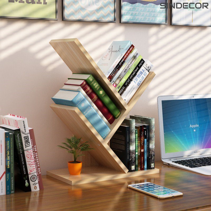 [KỆ LẮP SẴN] Kệ xương cá lắp hoàn chỉnh decor góc học tập, phòng khách - Sindecor