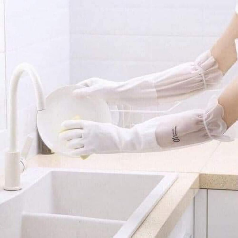 [XẢ KHO] GANG TAY TRẮNG BO CHUN CAO SU LÓT QUA KHUỶU TAY RẤT TIỆN LỢI