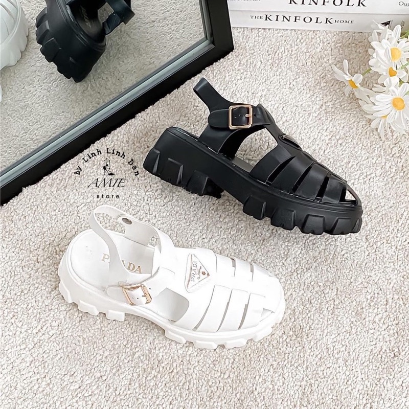 Sandal Đan Rọ Đế Thô P R A D A