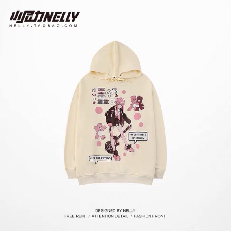 Áo hoodie nelly nỉ sale (có sẵn) anime but psycho