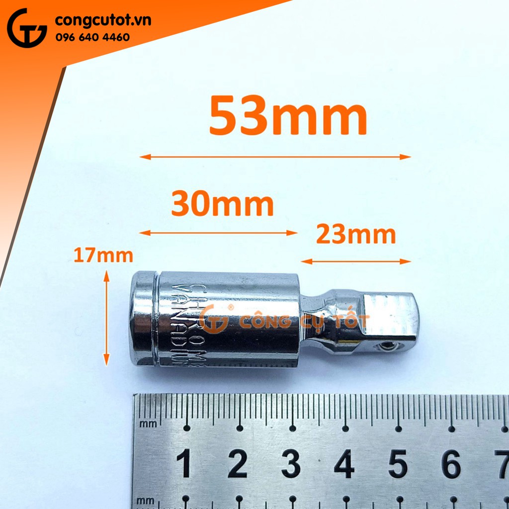 Khớp nối khẩu 3/8 thép CrV dài 53mm