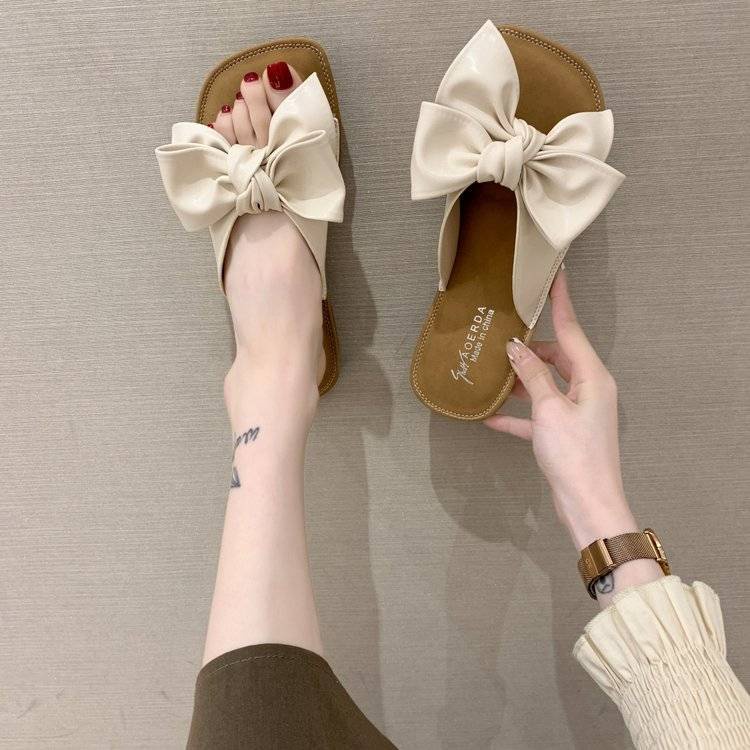 Dép Đế Mềm Chống Trượt Đính Nơ Thời Trang Cho Nữ